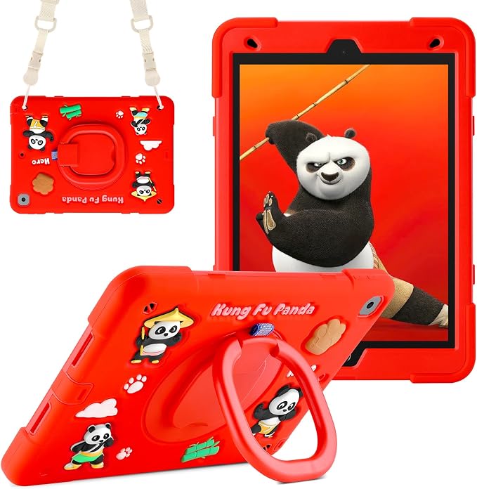 Case for iPad A16 11th Generation 11 Inch 2025 iPad 10th Generation 10.9 Inch 2022 Silicone 3D Panda Design Kids Case Heavy Duty Protection with Kickstand/Pencil Holder/Strap