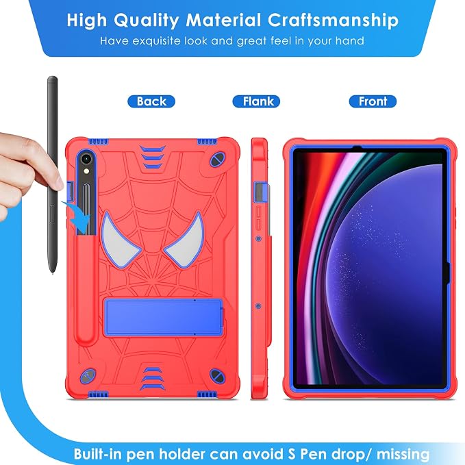 DETUOSI Case for Samsung Galaxy Tab S10 Lite / S10 FE / S9 FE 10.9-Inch with S Pen Holder + Shoulder Strap3-Layer Hybrid Heavy Duty Full-Body Shockproof4-Angle Viewing Protective Cover
