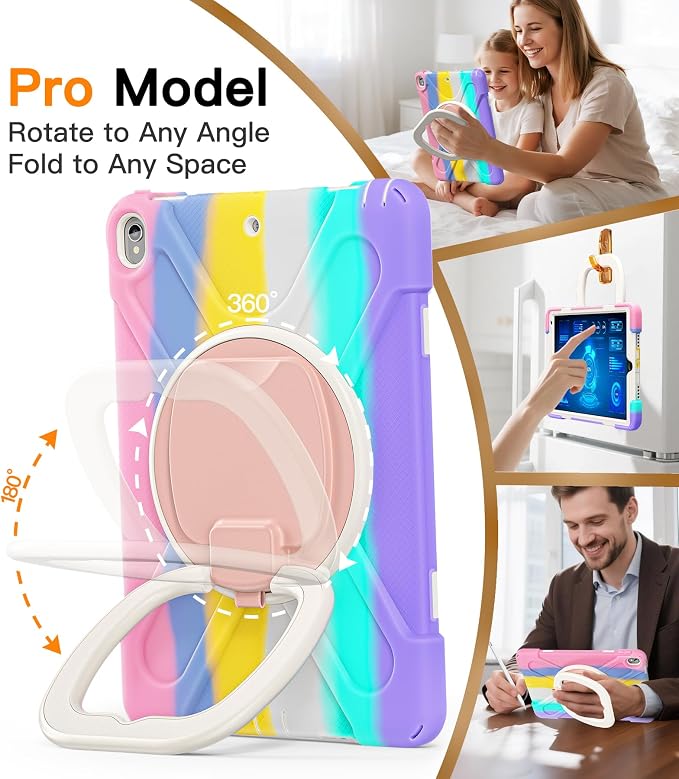 BATYUE Shockproof Case for iPad Air 3rd Gen 2019 &amp iPad Pro 10.5 2017 | with 360° Rotating Stand &amp Pencil Holder &amp Shoulder Strapfor Daily Use &amp Office/School/Outdoor - Navy Blue