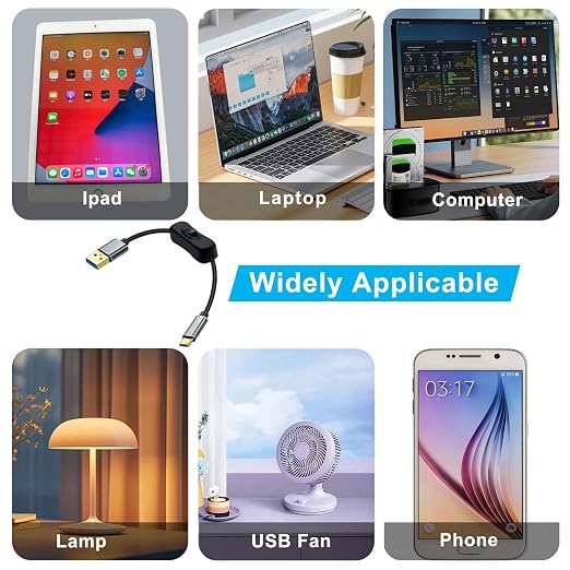10Gbps USB C Cable with Switch USB 3.0 High Speed Data Transfer Cable with Gold Plated Plug 60W 3A for Laptops PC Phone Car (Black 1.6FT / 0.5 m)