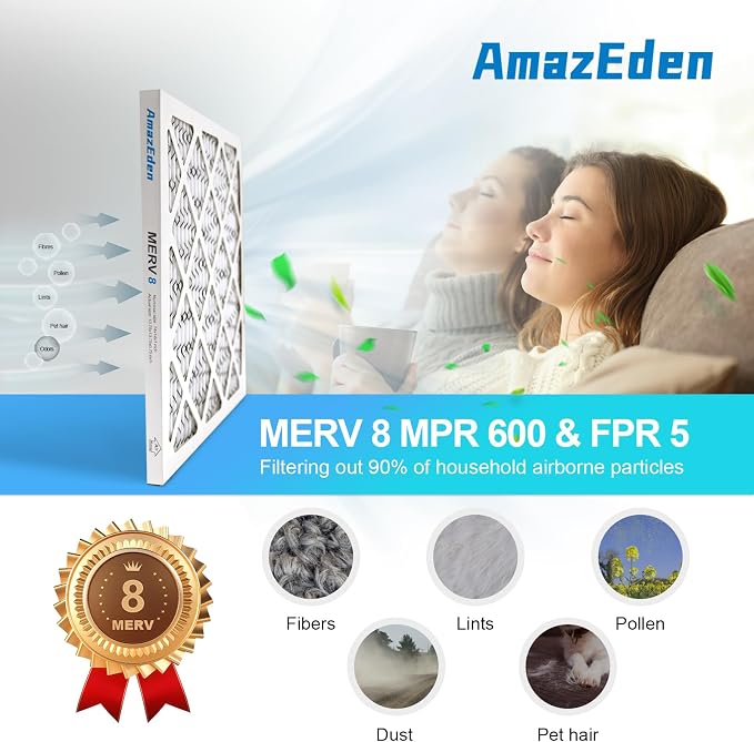 10x10x1 AC Air Filter MERV 8 MPR 600 FPR 5 HVAC Furnace Pleated Filters Dust