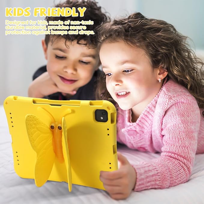 Kids Case for iPad Air 13 (2026/2025/2024) M4/M3/M2 &amp iPad Pro 13 2024 &amp iPad Pro 12.9 Cover 6th/5th/4th/3rd Gen (2022/2021/2020/2018) DIY Figures EVA Rubber Handle Stand Shockproof Bumper