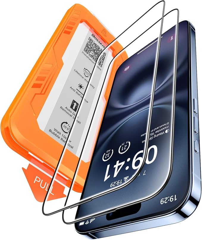 BossKiss for iPhone 11/iPhone XR Screen Protector TOP 9H Hardness Military Grade Shatterproof HD Tempered Glass Full Coverage Anti-Scratch Easy Installation Case Friendly 2 Pack