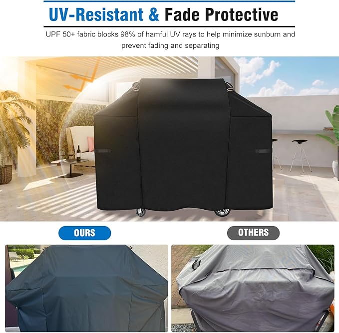 KINGLY Heavy Duty 48 Inch Grill Cover for Weber Spirit 200 and Spirit II 200 Series,600D Waterproof Fade Resistant 48 Inch BBQ Gas Grill Cover for Outdoor Grill with Straps,Compared to Weber 7138