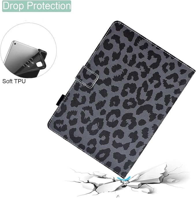 Case for iPad A16 11th Gen 11/10th Gen 10.9 2025/2022Notebook | Black PrintSlim Durable Foldable Stand PU Leather Pencil Holder Card Slot Auto Wake，Auto Sleep