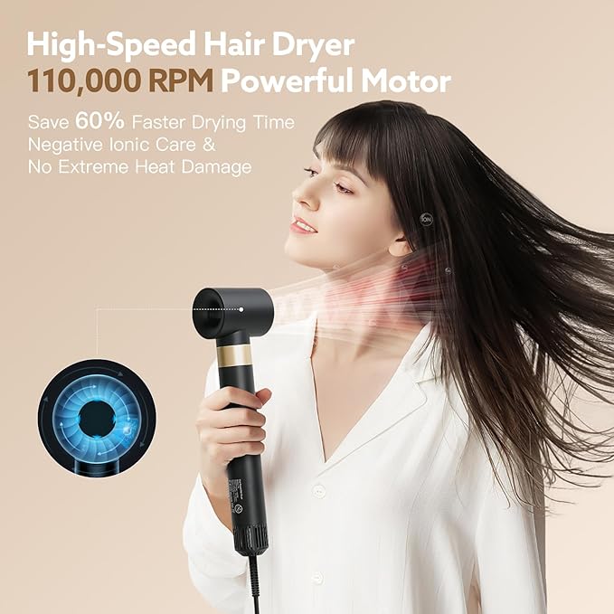 webeauty 5 in 1 Hot Air Styler, High-Speed Negative Ionic Hair Dryer with Auto Curlers, Professional Blow Dryer Brush, Volumizer Straightener Multiple Styling, No Heat Damage