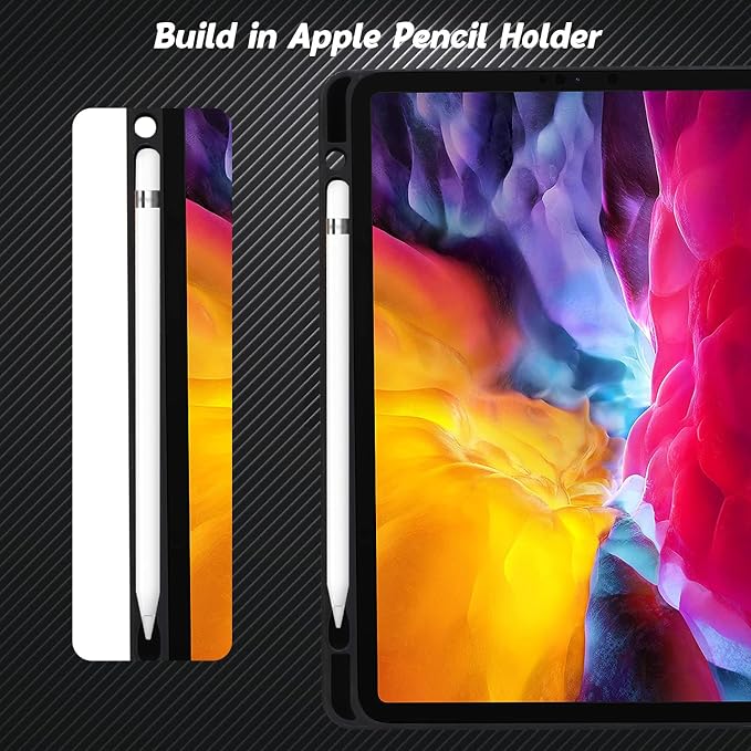 Flip Case for Apple iPad 10.2 9th 8th 7th Generation 2021/2020/2019 Pencil Holder Smart Cover Auto Sleep Wake Protective Documents Pocket Stand Snap Closure Case for iPad 10.2 Inch Black