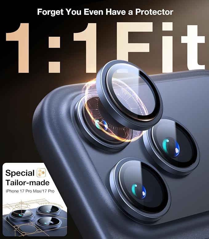 UltraGlass for iPhone 16 Pro Max/16 Pro Camera Lens Protector [NO.1 Military Grade Shatterproof] iPhone 16 Pro Max Camera Protector 16 Pro Lens Cover [Longest Durable] Easy Install Black Titanium