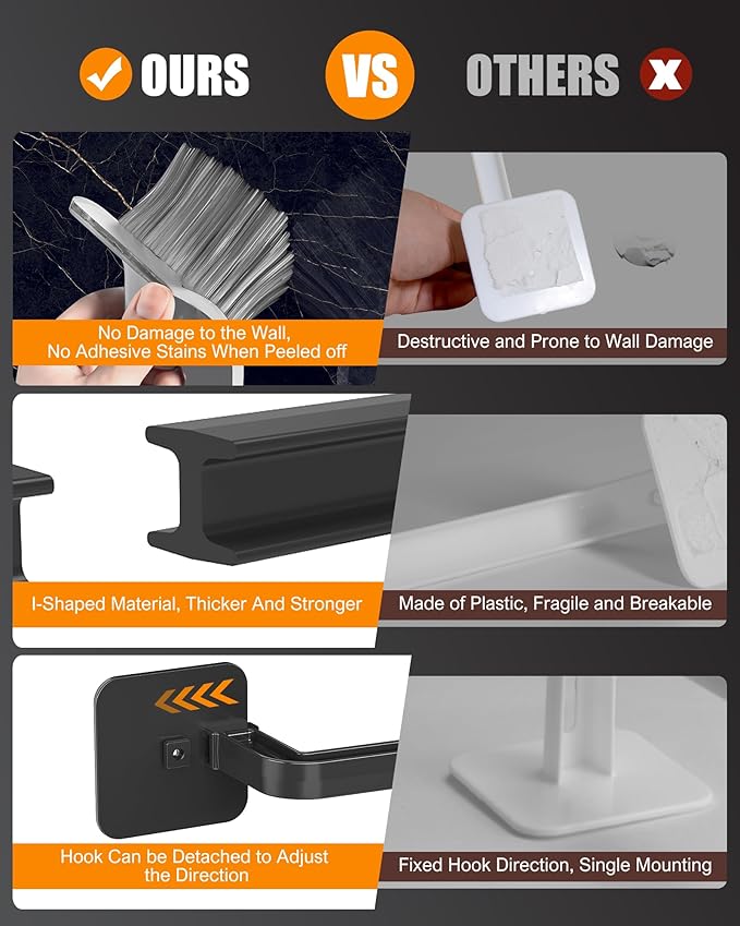 Hat Rack for Hat Storage (12-Pack), Multi-Purpose Hat Organizer, Strong Adhesive Hat Hooks for Wall Hat Organizer for Baseball Caps, Two Mounting Options Hat Hook, Black