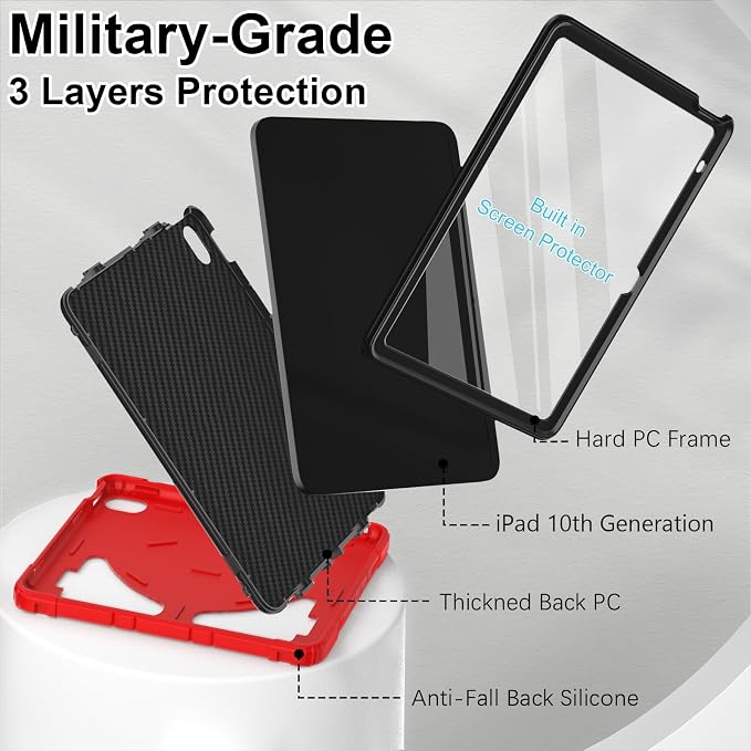 Nitupai Case for iPad 10.2 Case iPad 9th / 8th / 7th Generation Gen Case Heavy Duty Shockproof Rugged Protective Cover 10.2 Inch with Stand Black+Black