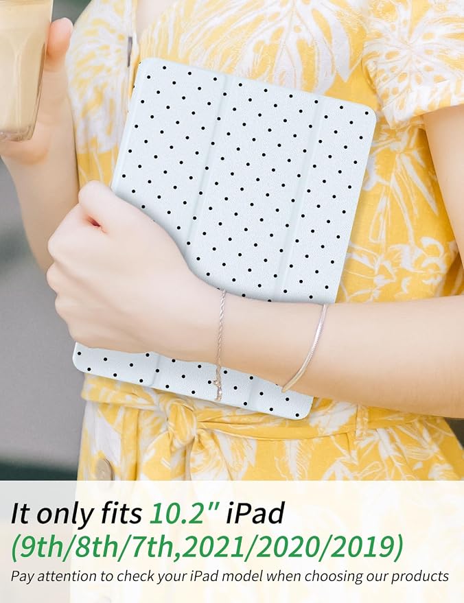 Case for iPad 9th/ 8th/ 7th Generation Case 10.2&amp10.5 Inch (2021/2020/2019 Release) Slim Lightweight Soft Trifold Back Cover with Pencil Holder &amp Auto Sleep/Wake CoverBeige Checkered