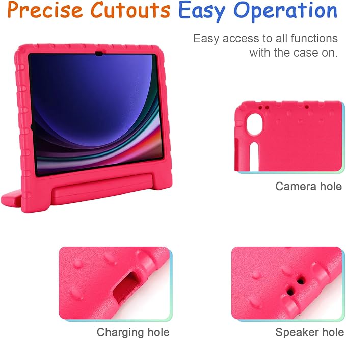 Kids Case for Samsung Galaxy Tab S10 FE Plus 13.1 (2025) Techcircle Handle Stand Light EVA Foam Bumper Protective Rugged Drop Protection Child Proof Cover Black