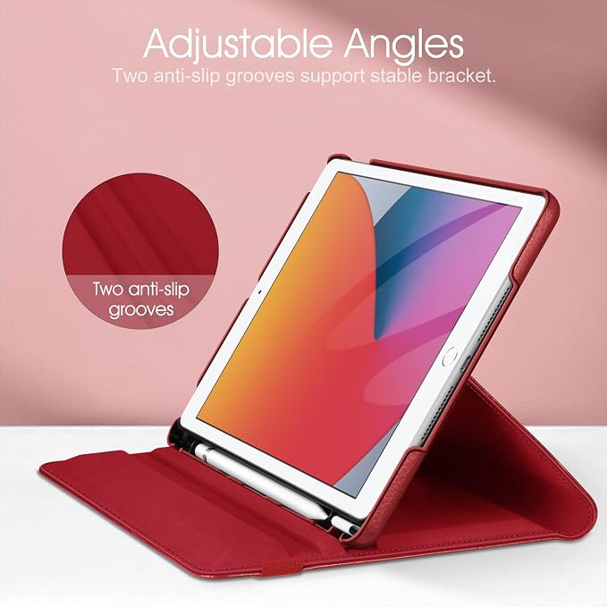 Fintie 360° Rotating Case for iPad 9th / 8th / 7th Generation 10.2 Inch | Swivel Stand Portrait &amp Landscape Viewing Shockproof Cover with Pencil Holder Auto Wake/Sleep Aqua Wave