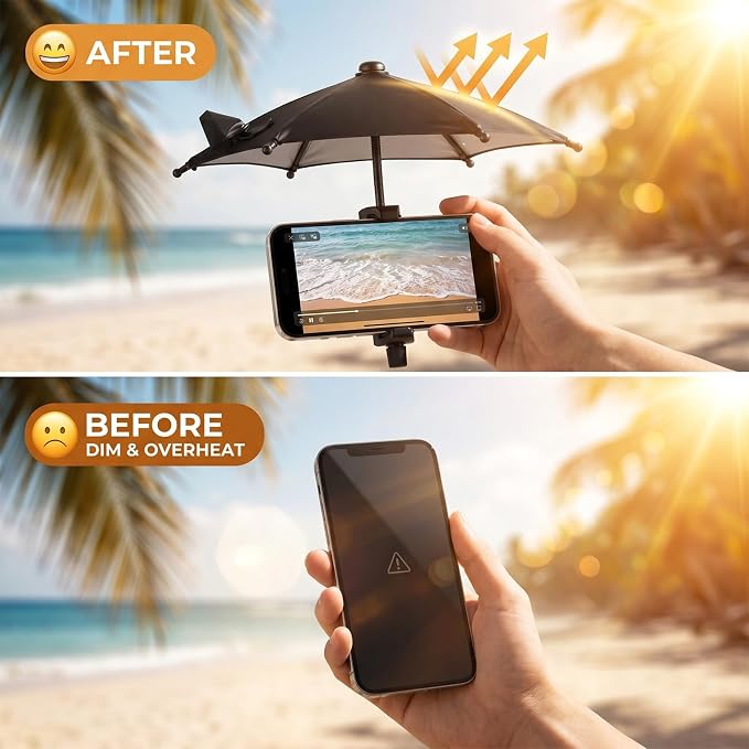 Cell Phone Umbrella for Sun Flexible Angle Design Umbrella Sun Shade for Iphone/android Mini Umbrellas for Phone with Clip