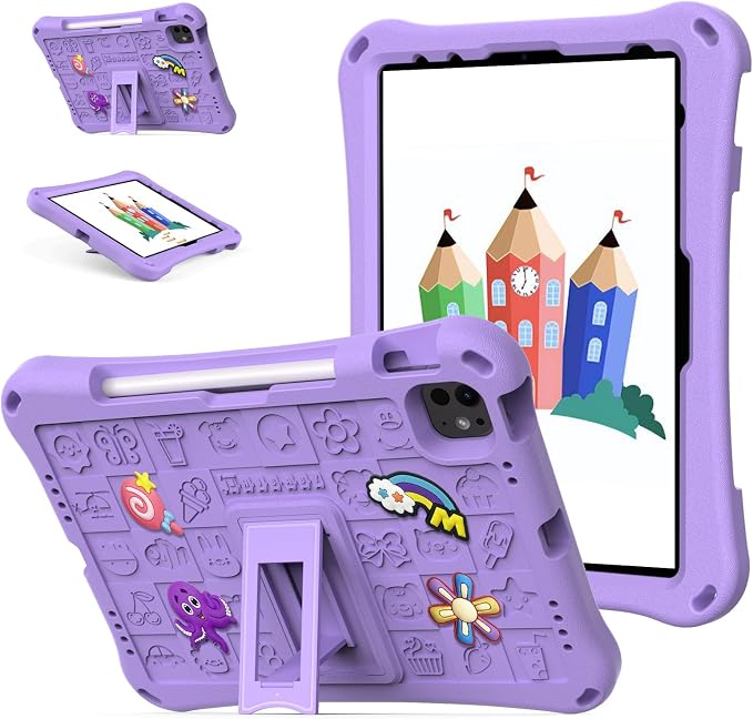 Case for iPad 10.2 Inch 2021/2020/2019/ iPad Pro 10.5 Inch/Air 3rd Gen (2019) Shoulder Strap Kickstand Children Friendly Anti-Scratch Shockproof Case Lightpurple