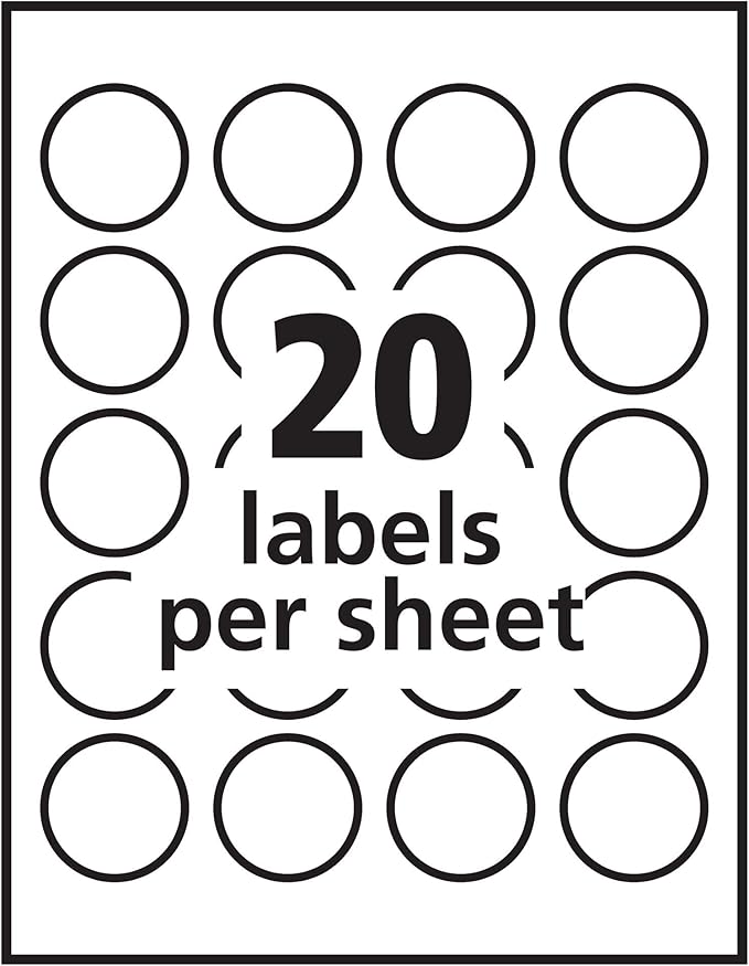 Avery Glossy Clear Round Labels, 1.625" Diameter, Pack of 500 - Make Custom Stickers (6582)