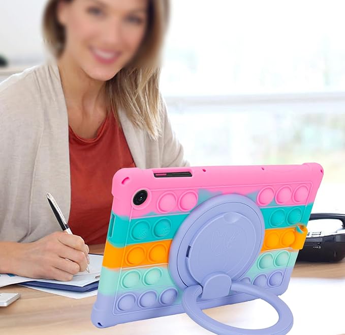 Silicone Tablet Case 360 Rotating Stand/Handle and Shoulder Strap Stylus Pen Soft Cover Compatible with Frameflow P10_ASHARECLOUD P10_T/P10C 10.1 inch Black