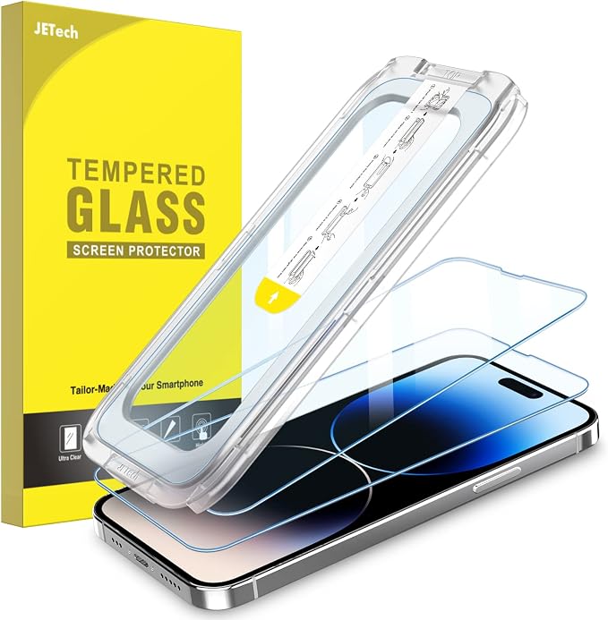 JETech One Touch Install Screen Protector for iPhone 11/XR 6.1-Inch Full Coverage Tempered Glass Film Auto Alignment Tool Kit HD Clear 2-Pack
