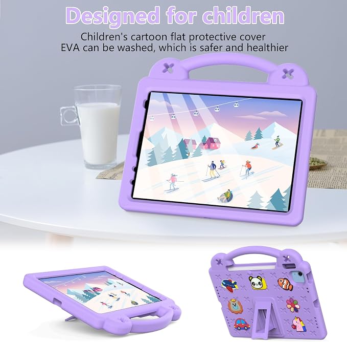 Kids Case for iPad Air 13 (2026/2025/2024) M4/M3/M2 &amp iPad Pro 13 2024 &amp iPad Pro 12.9 Cover 6th/5th/4th/3rd Gen (2022/2021/2020/2018) DIY Figures EVA Rubber Handle Stand Shockproof Bumper