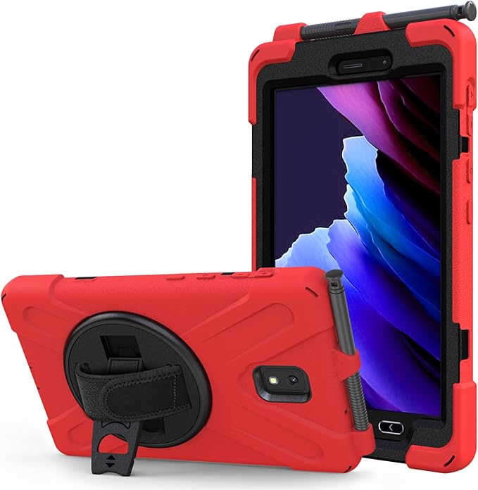 Samsung Galaxy Tab Active3/Active5 8.0 Case with 360 Stand Handle Hand Strap &amp Shoulder Strap for Samsung Galaxy Tab Active5 8 2024 Active3 8 2020 SM-X300/X307/T570/T577 (Black)