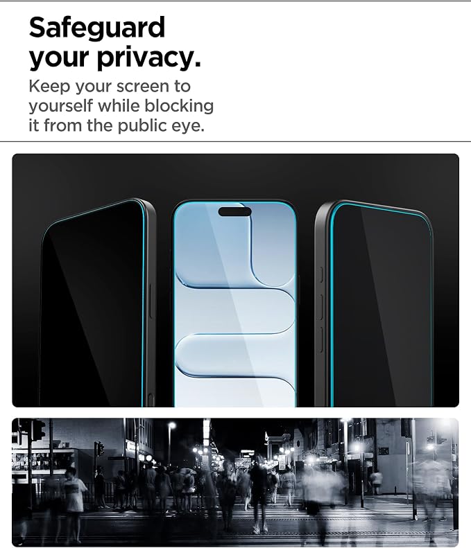 Spigen AlignMaster S Privacy Screen Protector for iPhone 17 Pro Max | 9H+ tempered glass Privacy AlignMaster S auto align tray 100% clarity Original touch Case-friendly 2Pack