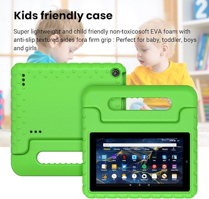 Kids Case for Fire 7 Inch Tablet 9th/7th/5th Generation Tablet (2019/2017/2015 Release) Kid-Proof &amp Shockproof Case Sturdy Soft Durable EVA Protective Cover with Convenient Handle Blue | Foldable