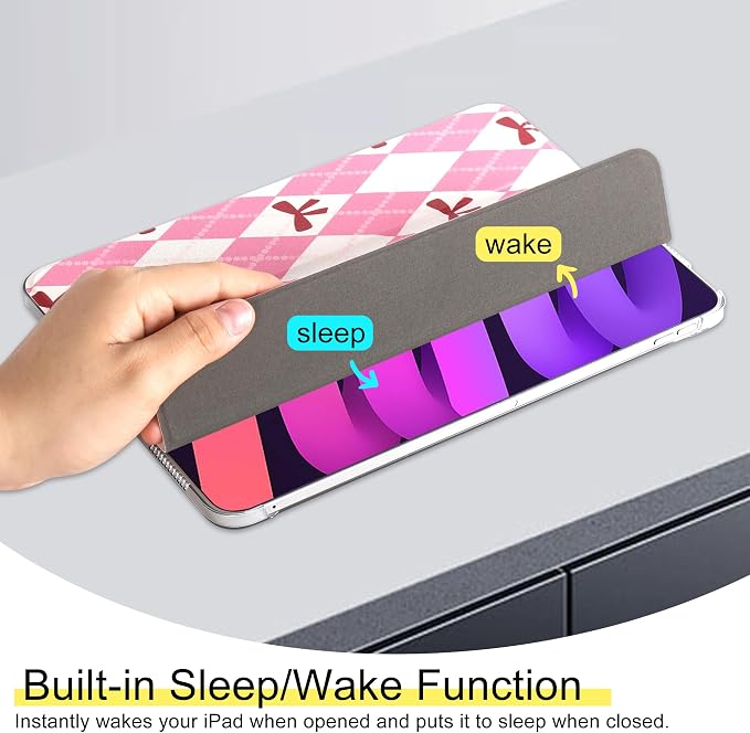 for iPad Air 11-inch M4 2026 M3 2025 M2 2024 iPad Air 5th 2022 / 4th Gen 2020 10.9-inch Slim Foldable Stand Hard PC Translucent Back Shell Smart Cover - [Auto Wake/Sleep]-Black Polka dots