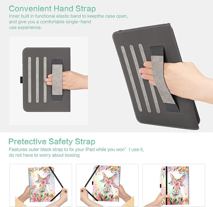 Lokigo Case for iPad (A16) 11th/10th Generation Aurora Forest | for iPad 11th-11 Inch/10th-10.9 Inch Stand Cover Pencil Holder/Hand Strap/Pocket Support Touch ID Auto Wake/Sleep