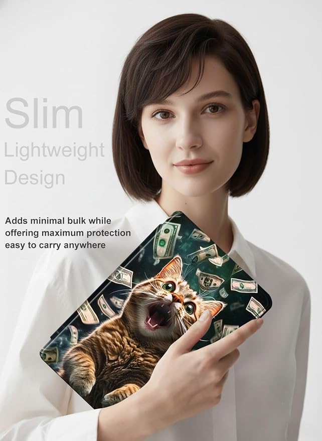 for iPad 11th Generation (A16 2025) 11 / iPad 10th Gen 10.9 2022 Case 360° Rotating PU Leather Stand Cover with Auto Sleep/Wake Shockproof TPU Backl Raccoon Perched