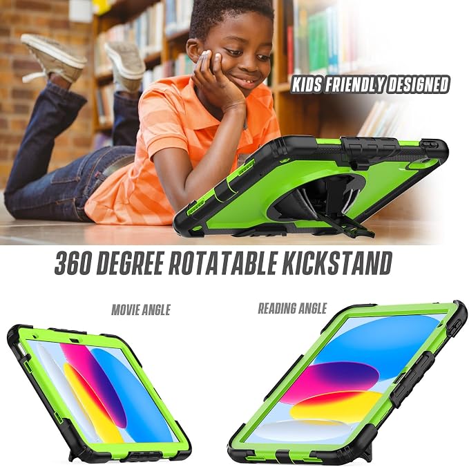 Case Compatible with iPad (A16) 11th 2025/10th Gen 2022 | Built-in Screen Protector Pen Holder Heavy Duty Shockproof Rugged Protective Case W/Handle Shoulder Strap