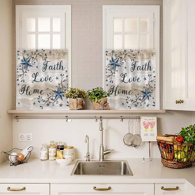 Vintage Country Kitchen Curtains Set 3 Piece
