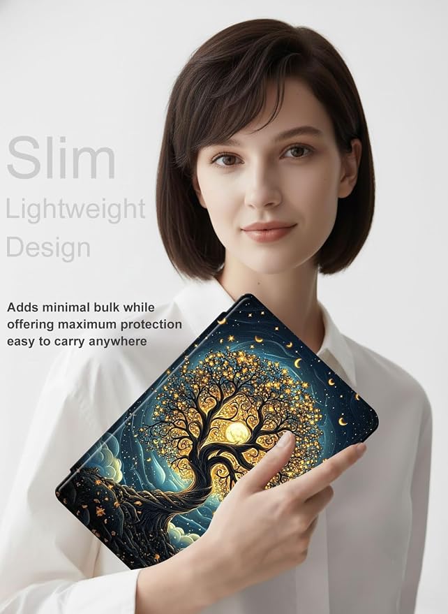 for iPad 11th Generation (A16 2025) 11 / iPad 10th Gen 10.9 2022 Case 360° Rotating PU Leather Stand Cover with Auto Sleep/Wake Shockproof TPU Backl Raccoon Perched