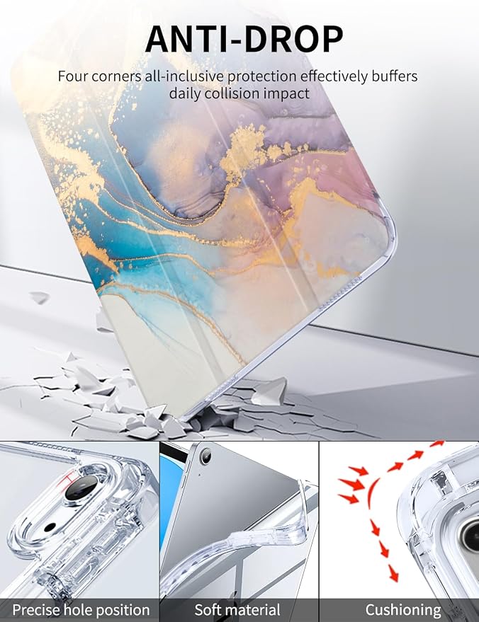 Case for iPad A16 11th/10th Generation 2025/2022 10.9 Inch Slim Trifold 10th Clear Back Transparent Cover with Pencil Holder &amp Auto Sleep/Wake Cover