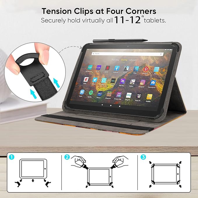 Universal 11 12 Inch Android Tablet Case Slim Fit Standing Cover for 10.9 11 11.5 12 Touchscreen Tablet with Multiple Viewing AnglesBird Tree
