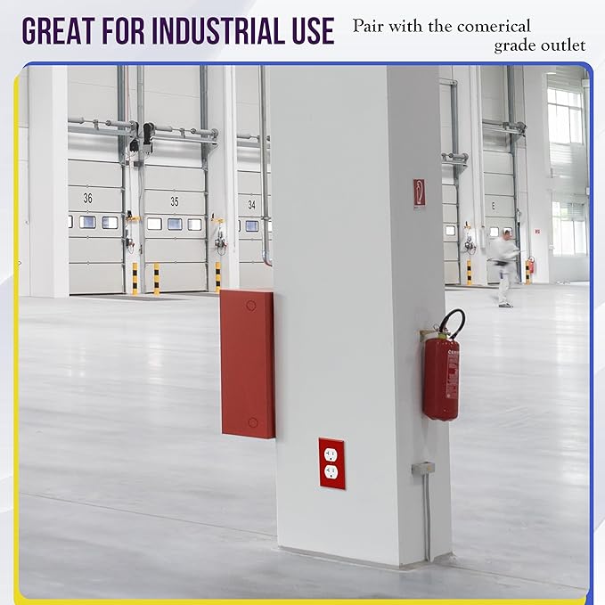 ENERLITES Duplex Receptacle Outlet Wall Plate, Electrical Outlet Cover, Mid-Size Size 1-Gang 4.88" x 3.11", Unbreakable Polycarbonate Thermoplastic, UL Listed, 8821M-R, Red
