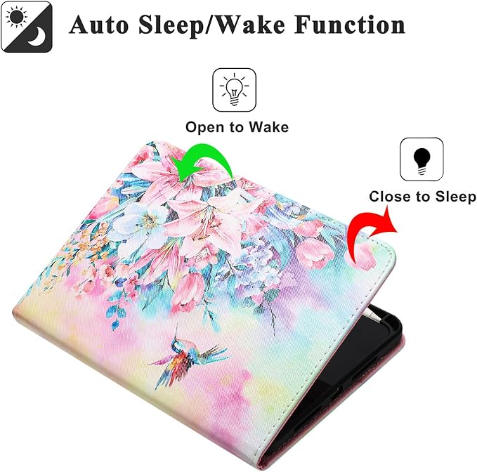 Case for iPad mini 7 A17 Pro &amp iPad mini 6 (2024/2021) Built-in Pencil Holder Premium PU Leather Folio Stand Smart Protective Cover Multi-Viewing Angles and Auto Wake/Sleep - Beach
