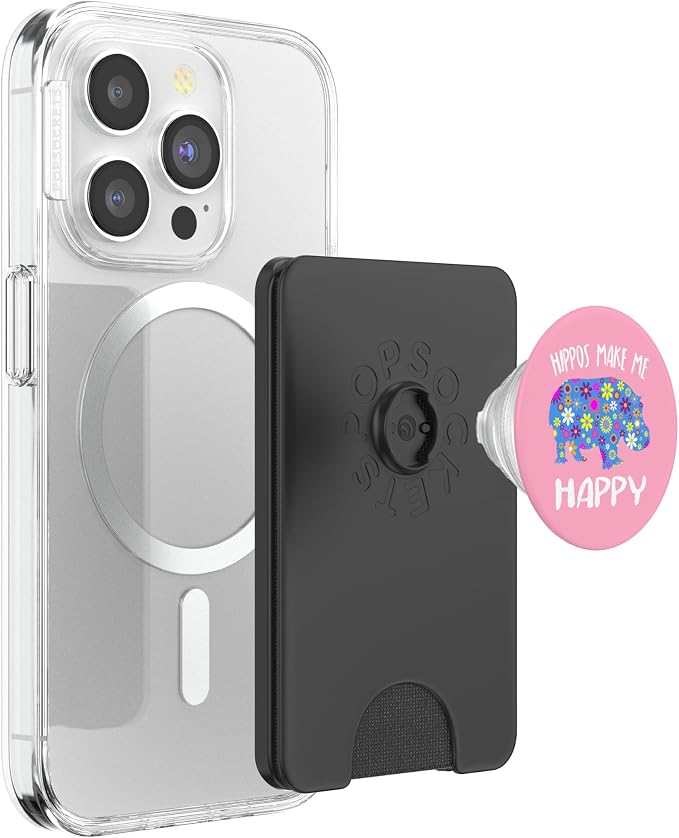 Hippo Phone Hand Holder Gifts - Cute Floral Hippopotamus PopSockets Adhesive PopGrip