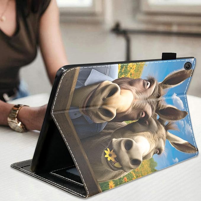 Case for Amazon Kindle Fire HD 10 Tablet 10.1 (9th/7th Generation 2019/2017 Release) Slim Folding Stand Folio Cover with Card Slot &amp Auto Wake/Sleep - African American Girl