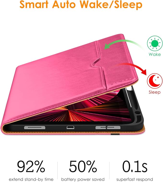 DTTO Case for iPad Pro 11 Inch 4th / 3rd / 2nd / 1st Generation 2022/2021/2020/2018Premium PU Leather Folio Stand Cover with Hand Strap Auto Wake/SleepMultiple Viewing Angles Black