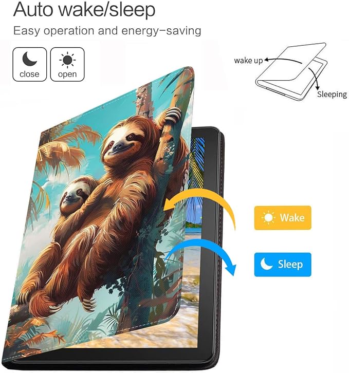 for iPad mini 7 (A17 Pro) 2024 Case/iPad mini 6 2021 Case Adjustable Stand Auto Wake/Sleep Smart Leather Cover for iPad mini 7th/6th Generation 8.3 Inch Sloth