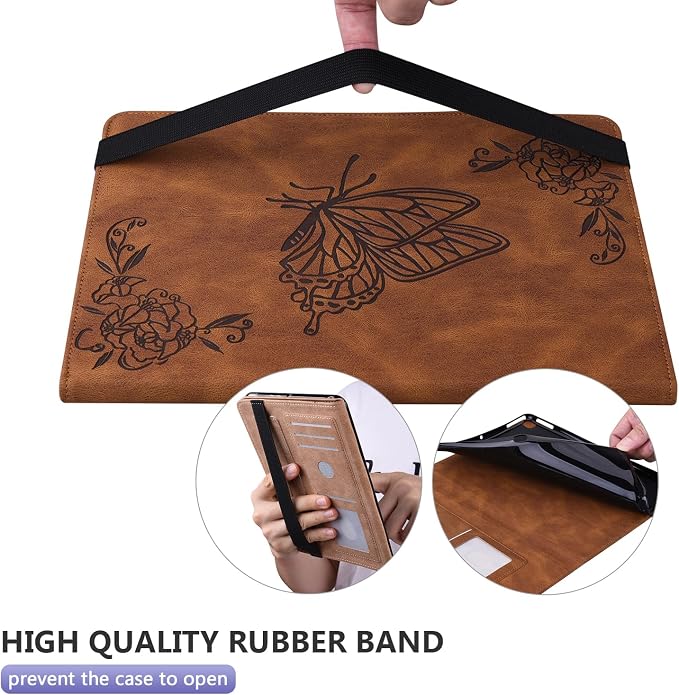 Dteck Wallet Case for Galaxy Tab S10+/S9+/S7 FE/S8+/S7 Plus 12.4 Tablet Premium PU Leather Folding Stand Auto Wake/Sleep Pen Holder Case with Hummingbirds