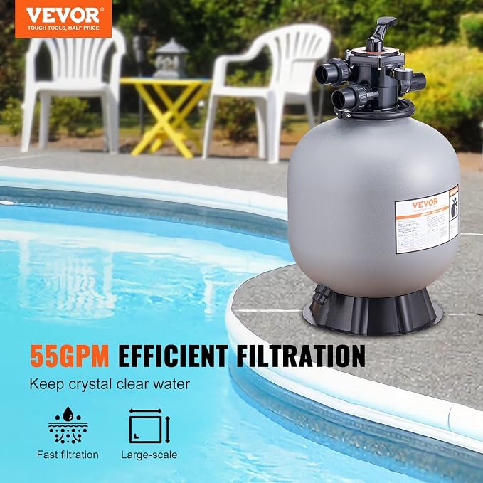 VEVOR 22 Inch Sand Filter, Above Inground Swimming Pool Sand System