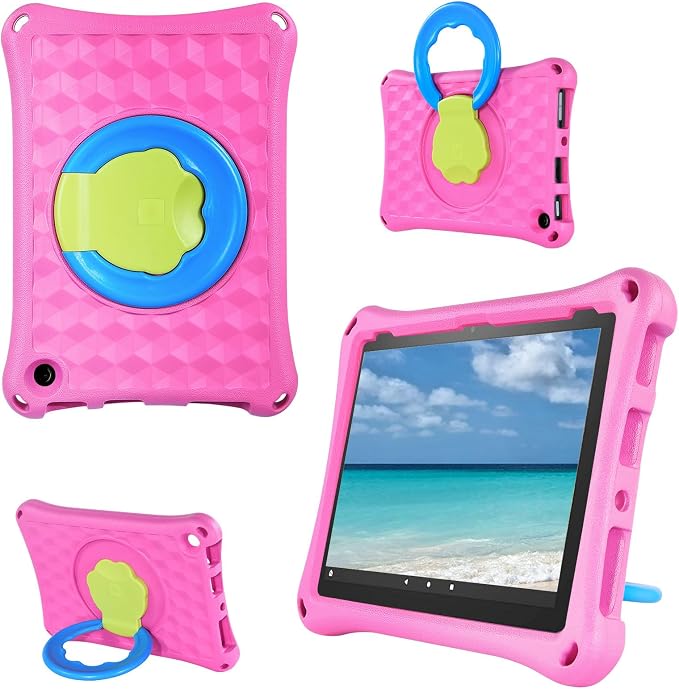 All-New Fire HD 10 Tablet Case for Kids(2023 Release)Incompatible with iPad SamsungLight Weight Shock Proof Handle Friendly 360 Rotating Grip Stand Kid-Proof Case (Green)