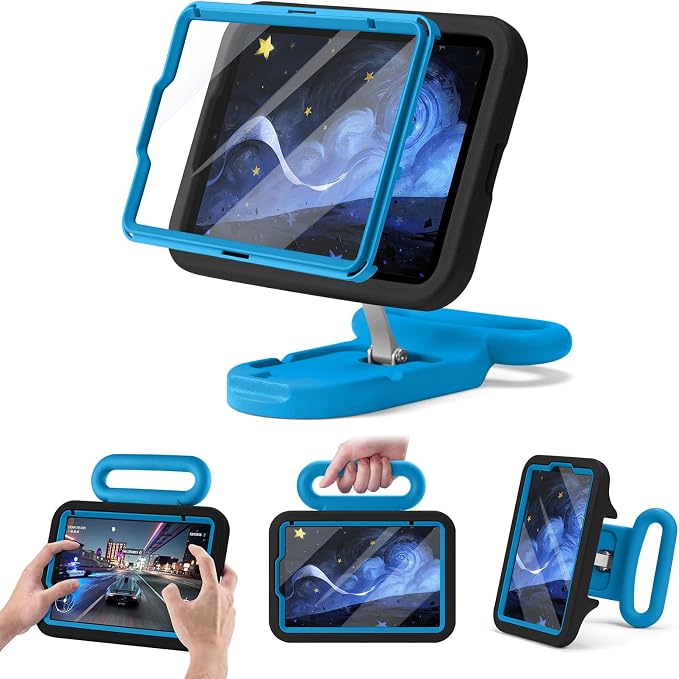 Kids Case for iPad Mini7(A17 Pro)2024/Mini 6 with Handle &amp Screen Protector | Child-Friendly Shockproof Case with Handle &amp Adjustable Portrait/Landscape Stand for iPad mini 7th 2024/6th 2021 8