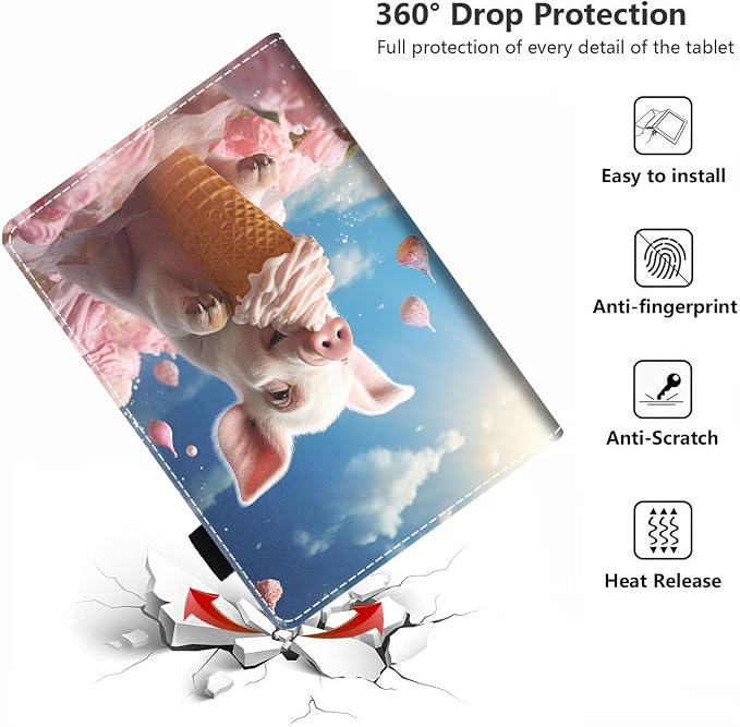 Case for Amazon Kindle Fire HD 10 Tablet 10.1 (9th/7th Generation 2019/2017 Release) - PU Leather Folio Case with Smart Auto Wake/Sleep African American Girl
