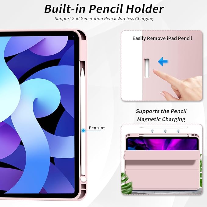 kenke Case for iPad Air 11-inch M4/M3/M2 (2026/2025/2024) iPad Air 5th/4th Generation (2022/2020) 10.9-inch Auto Sleep/Wake Slim Trifold Smart Cover with Pencil Holder Soft TPU Back Black