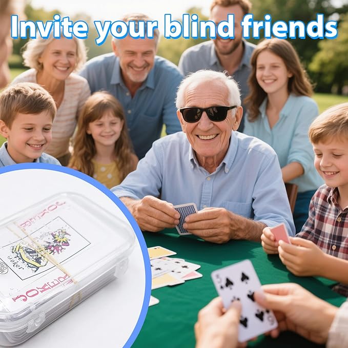 Braille Playing Cards,Large Print Tactile Poker Cards for Blind People, Braille Poker with Large Print & Raised Dots for Seniors & Visually Impaired