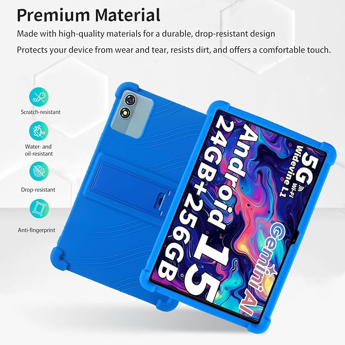 Case for Relndoo T901 10.1-Inch Tablet – Shockproof Silicone Protective Cover with Kickstand Drop-Resistant Business Style (Blue)