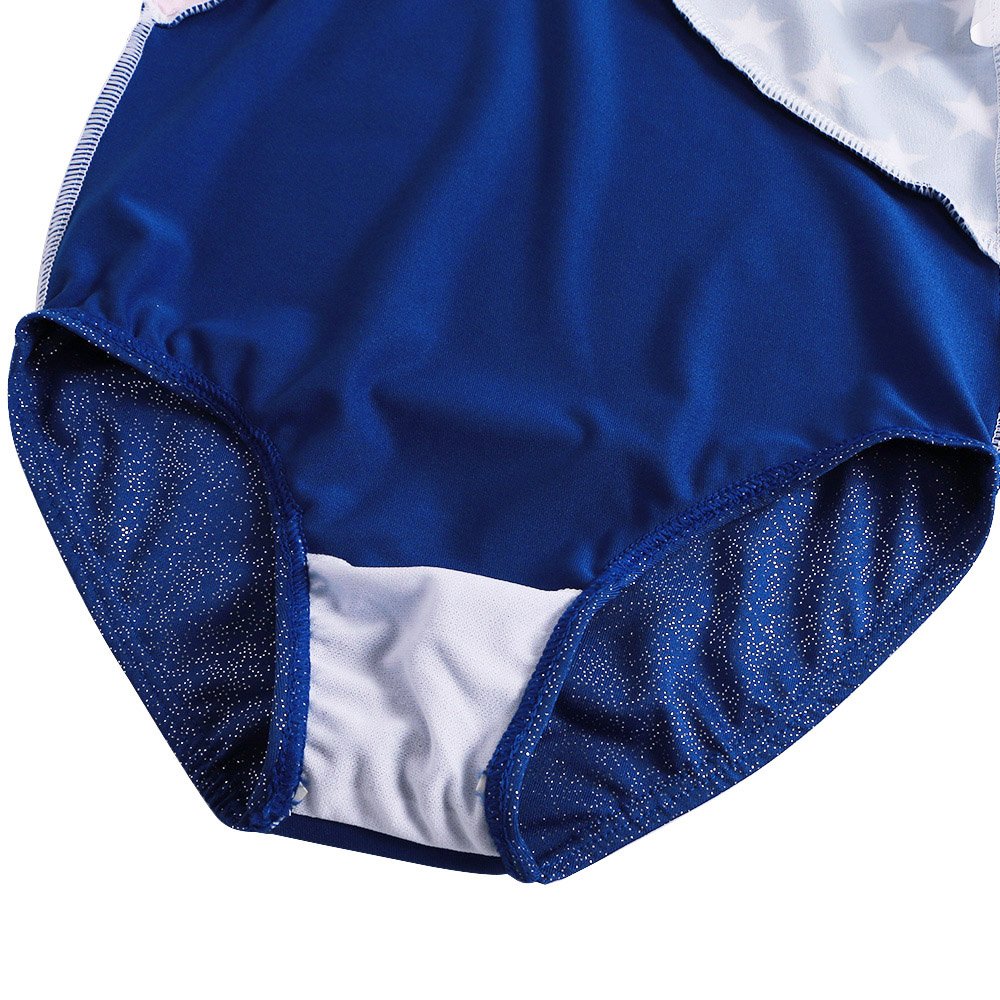 BAOHULU Gymnastics Leotards for Toddler Girls Patriotic Sparkle Red White Blue Athletic Dancewear KHB146_US_8A