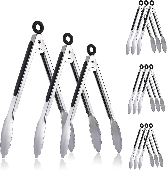 12 Pcs Serving Tongs for Cooking, Small Grill Tong